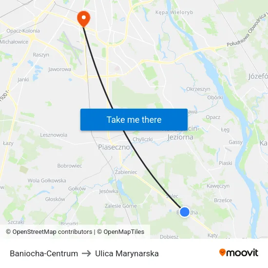 Baniocha - Centrum to Ulica Marynarska map