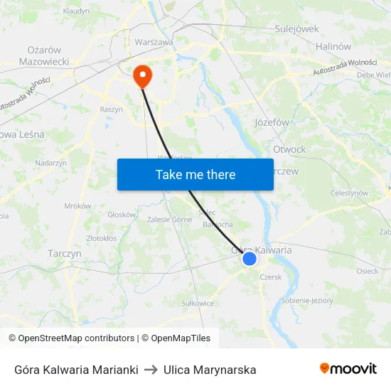 Góra Kalwaria Marianki to Ulica Marynarska map