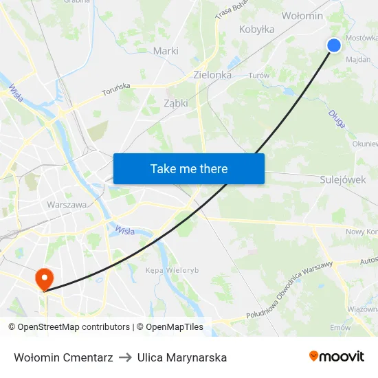 Wołomin Cmentarz to Ulica Marynarska map