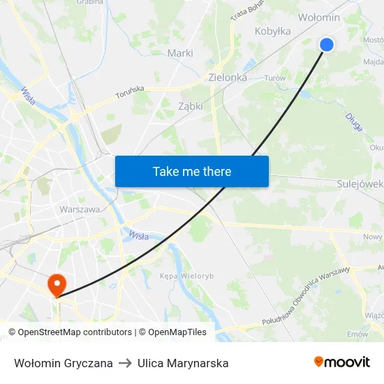 Wołomin Gryczana to Ulica Marynarska map