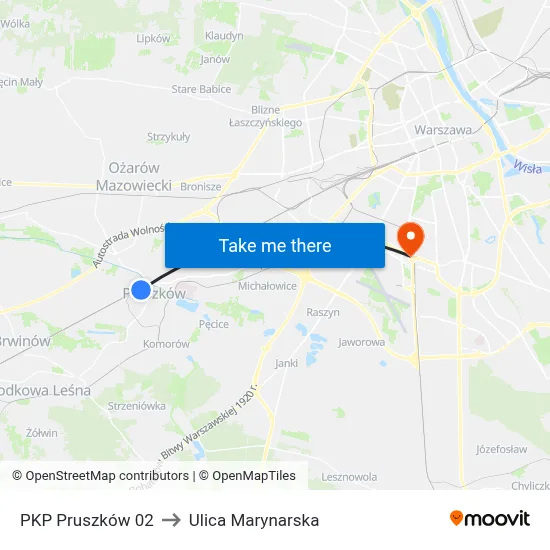 PKP Pruszków 02 to Ulica Marynarska map