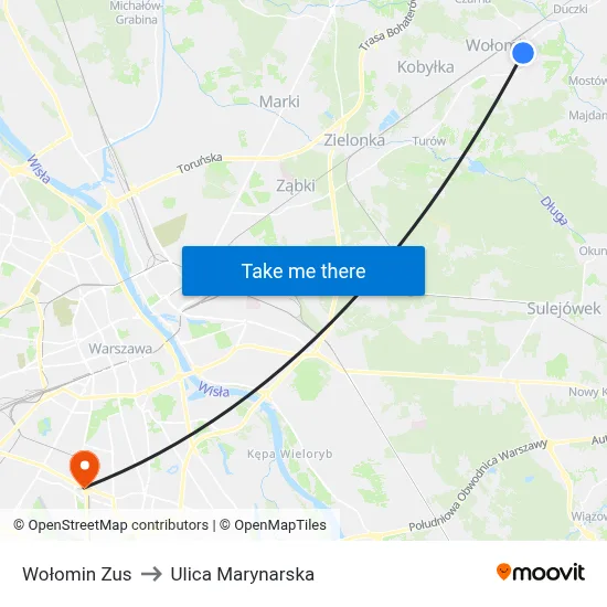 Wołomin Zus to Ulica Marynarska map