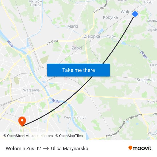 Wołomin Zus 02 to Ulica Marynarska map