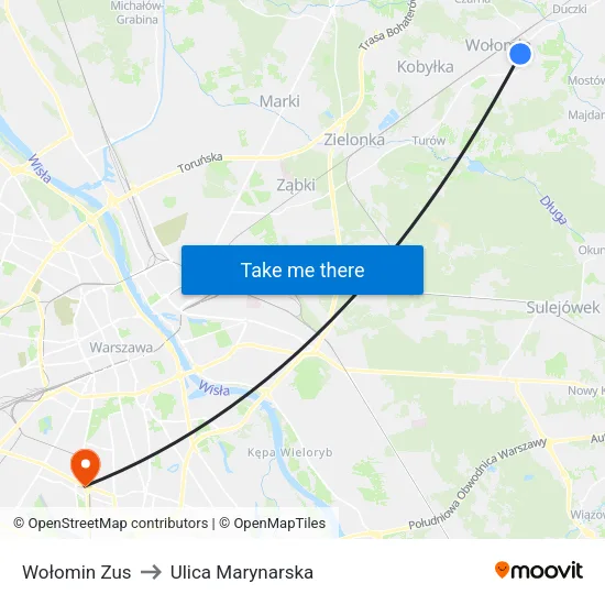 Wołomin Zus to Ulica Marynarska map