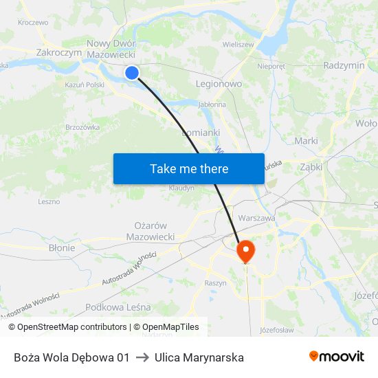 Boża Wola Dębowa 01 to Ulica Marynarska map