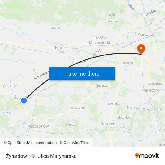 Żyrardów to Ulica Marynarska map