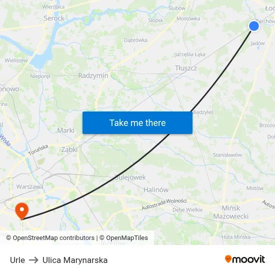 Urle to Ulica Marynarska map