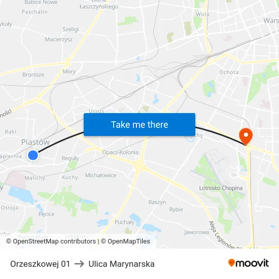 Orzeszkowej 01 to Ulica Marynarska map