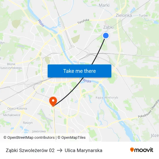 Ząbki Szwoleżerów 02 to Ulica Marynarska map