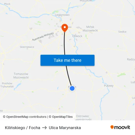 Kilińskiego / Focha to Ulica Marynarska map