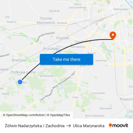 Żółwin Nadarzyńska / Zachodnia to Ulica Marynarska map