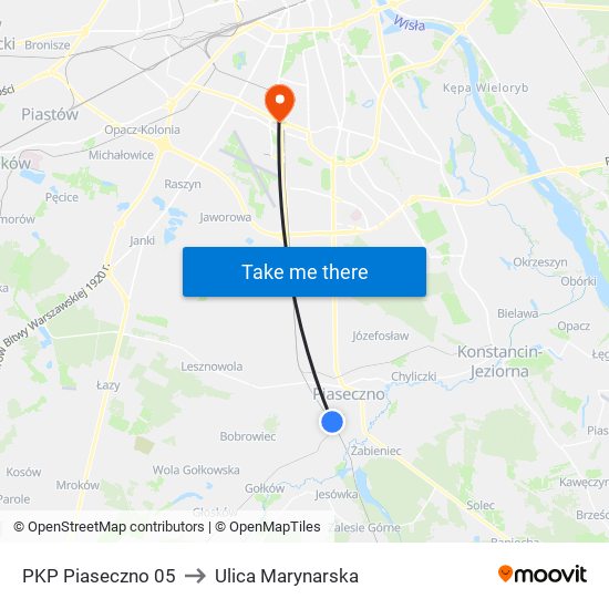 PKP Piaseczno 05 to Ulica Marynarska map