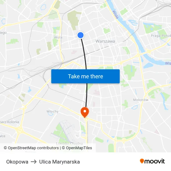 Okopowa to Ulica Marynarska map