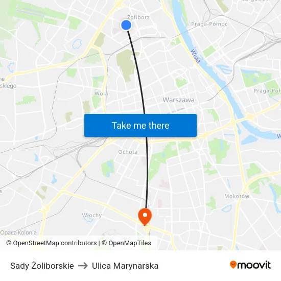 Sady Żoliborskie to Ulica Marynarska map