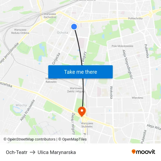Och-Teatr to Ulica Marynarska map