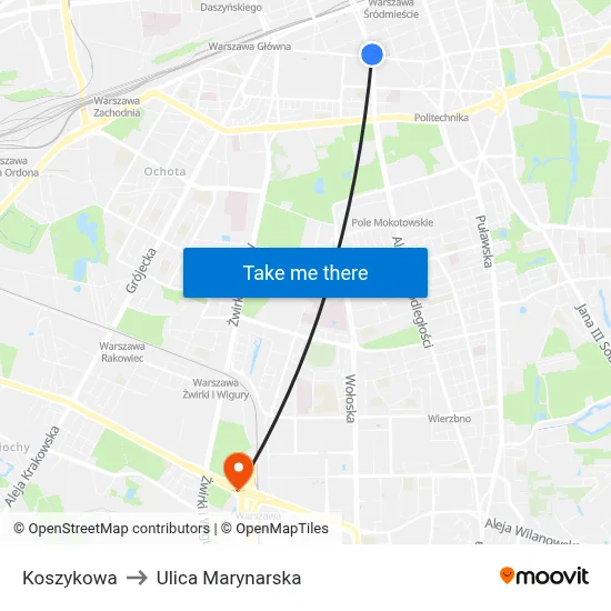 Koszykowa to Ulica Marynarska map