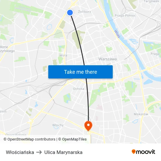 Włościańska to Ulica Marynarska map