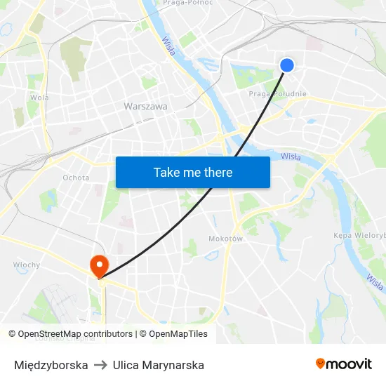 Międzyborska to Ulica Marynarska map