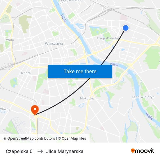 Czapelska to Ulica Marynarska map