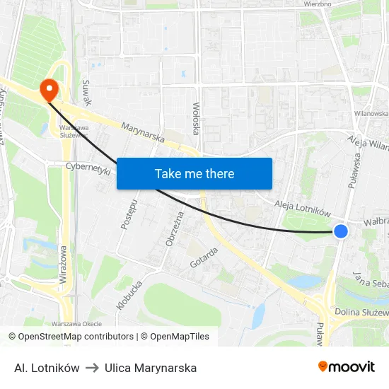 Al. Lotników to Ulica Marynarska map