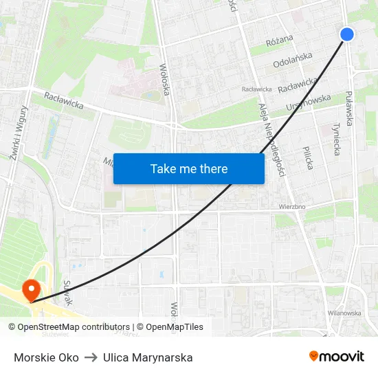 Morskie Oko to Ulica Marynarska map