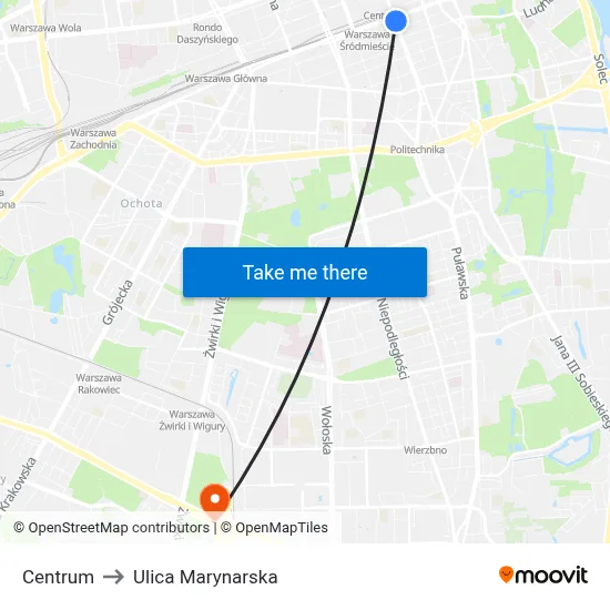 Centrum to Ulica Marynarska map
