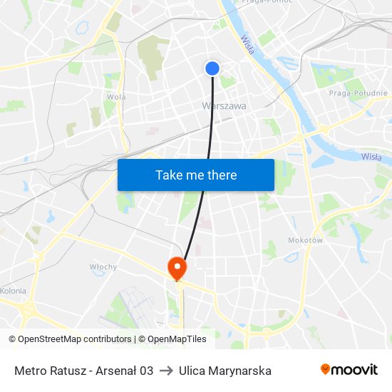 Metro Ratusz Arsenał to Ulica Marynarska map