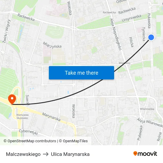 Malczewskiego to Ulica Marynarska map