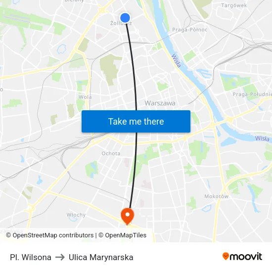 Pl. Wilsona to Ulica Marynarska map