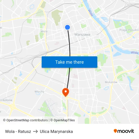 Wola - Ratusz to Ulica Marynarska map