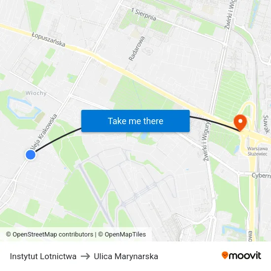 Instytut Lotnictwa to Ulica Marynarska map