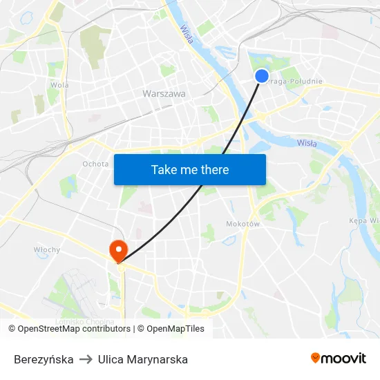 Berezyńska to Ulica Marynarska map