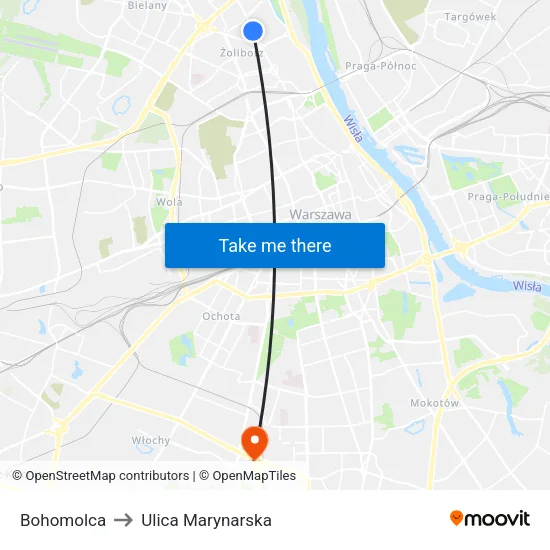 Bohomolca to Ulica Marynarska map