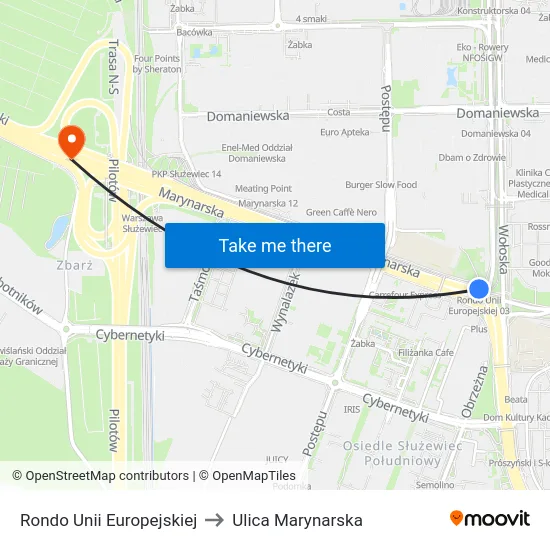 Rondo Unii Europejskiej to Ulica Marynarska map