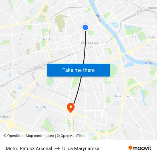 Metro Ratusz Arsenał to Ulica Marynarska map