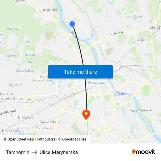 Tarchomin to Ulica Marynarska map