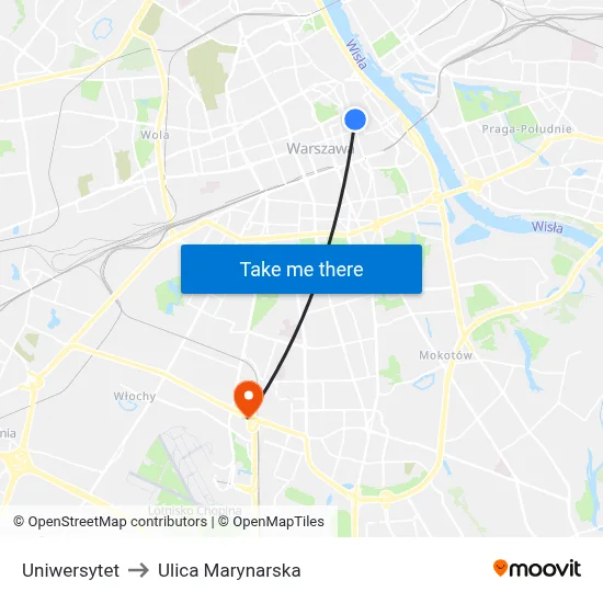 Uniwersytet to Ulica Marynarska map