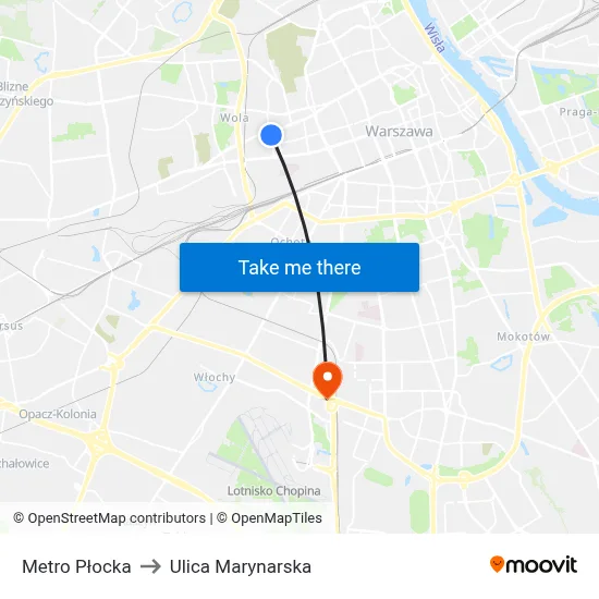 Metro Płocka to Ulica Marynarska map