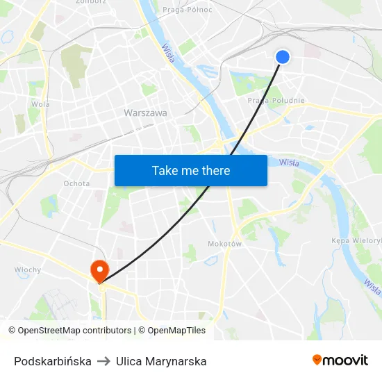 Podskarbińska to Ulica Marynarska map