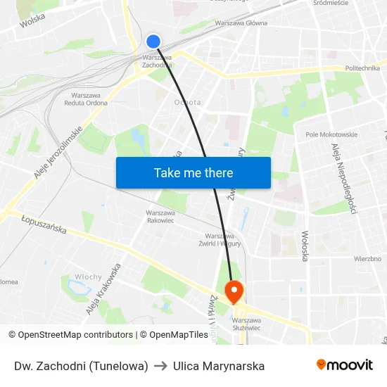 Dw. Zachodni (Tunelowa) to Ulica Marynarska map