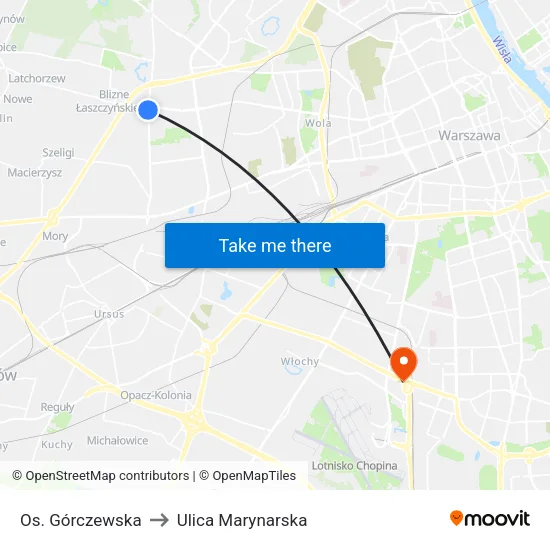 Os. Górczewska to Ulica Marynarska map