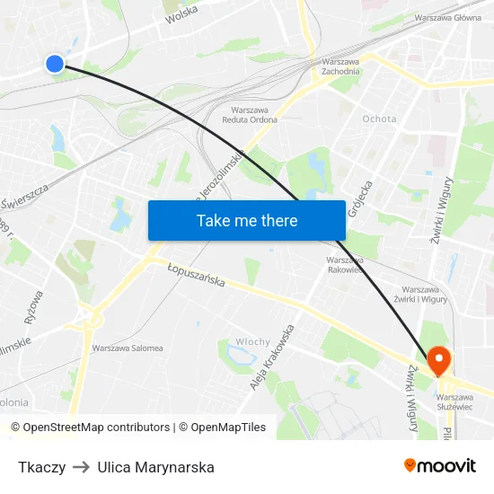 Tkaczy to Ulica Marynarska map