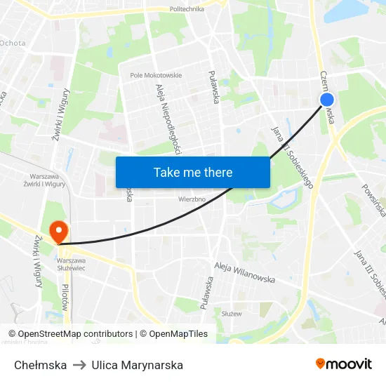 Chełmska to Ulica Marynarska map