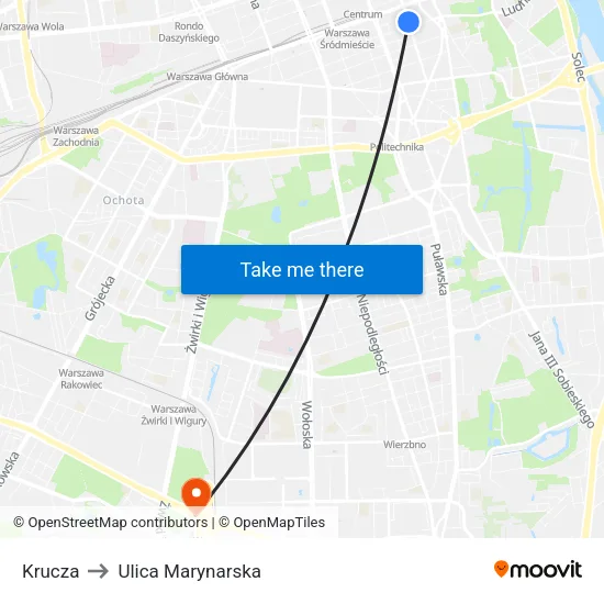 Krucza to Ulica Marynarska map
