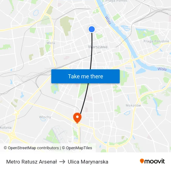 Metro Ratusz Arsenał to Ulica Marynarska map