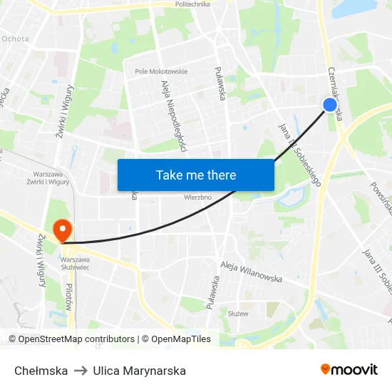 Chełmska to Ulica Marynarska map
