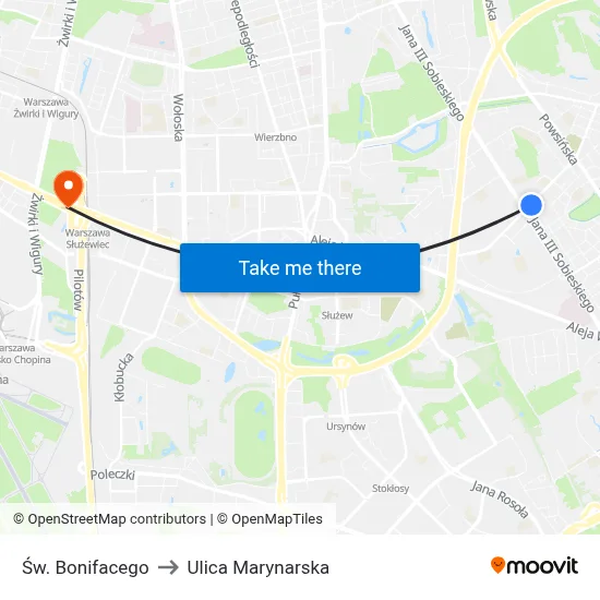 Św. Bonifacego to Ulica Marynarska map