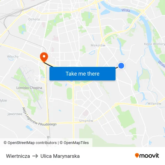 Wiertnicza to Ulica Marynarska map