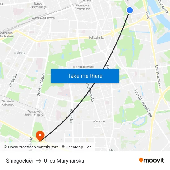 Śniegockiej to Ulica Marynarska map