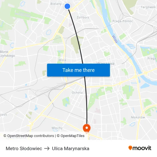 Metro Słodowiec to Ulica Marynarska map
